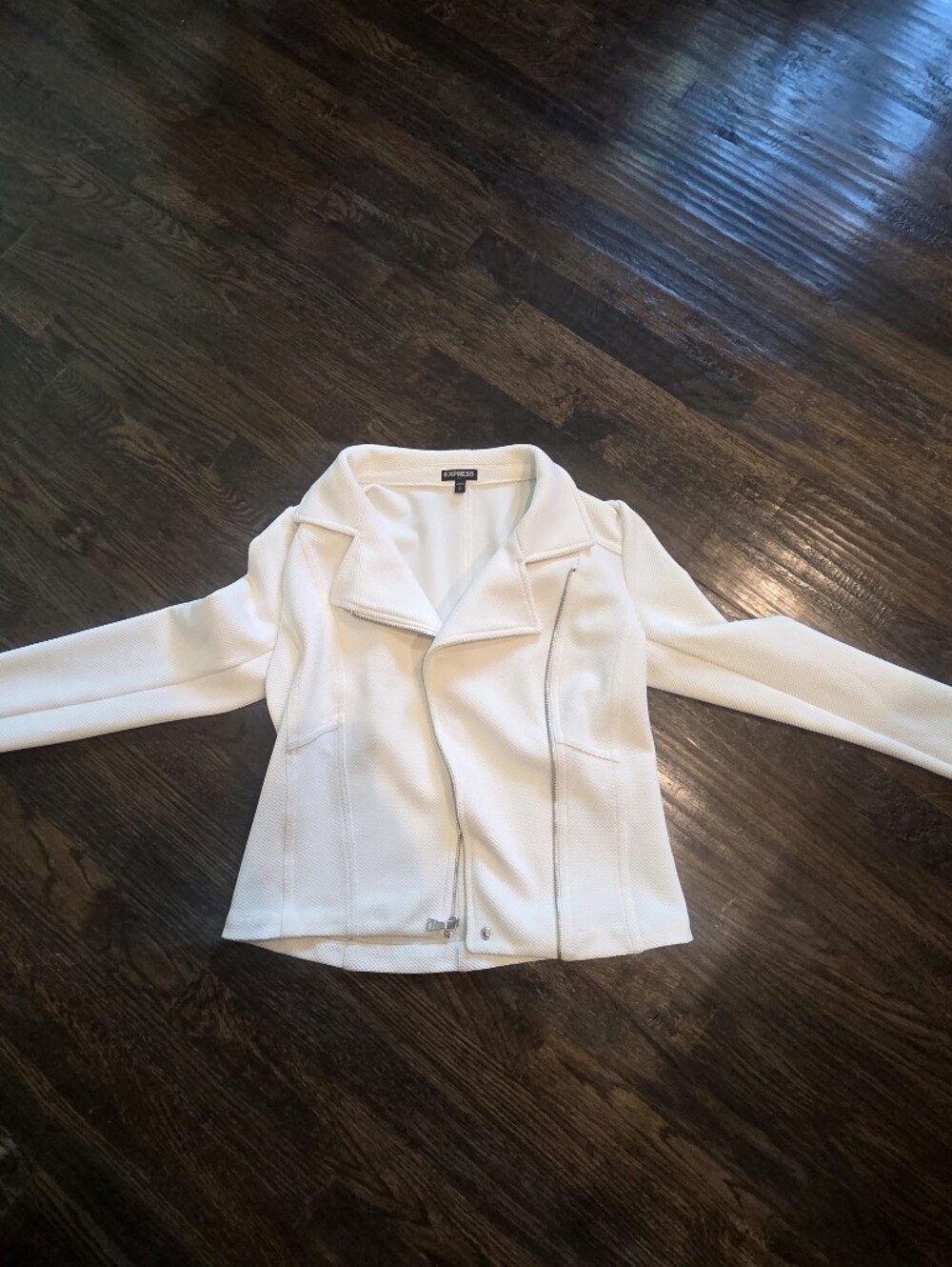Express White Zip-Front Structured Blazer Jacket